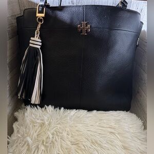 Tory Burch Black Tote with Tassel